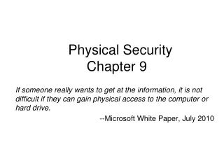 Chapter 9 Physical Security 